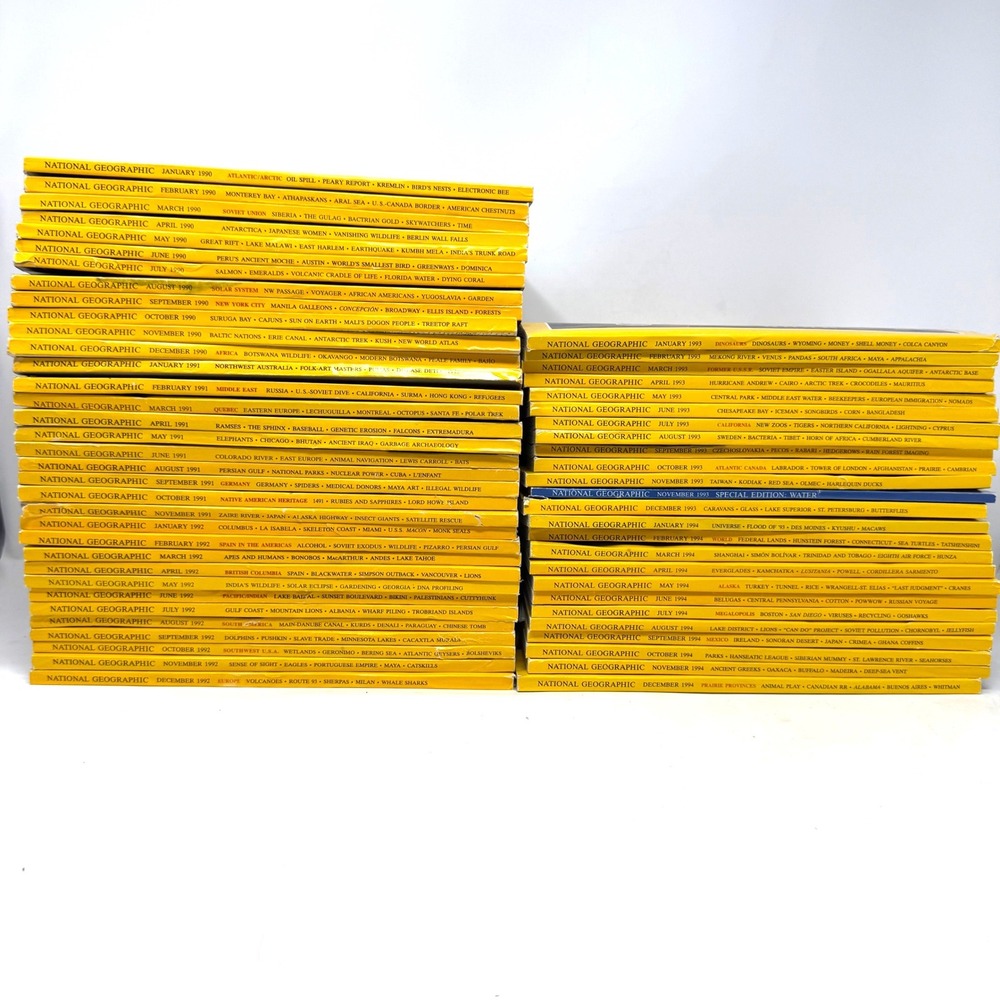 National Geographic Magazine Lot 1990-1994 58 Issues + Special Water Edition
